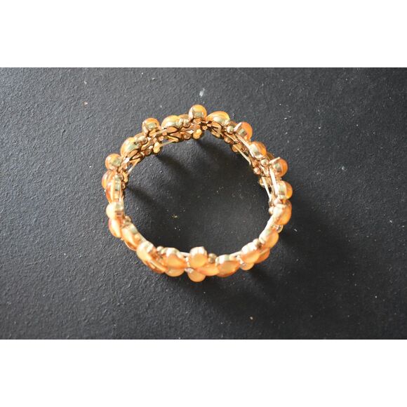 Golden Floral Stretch Bracelet, Rhinestone Petal Elegance (7.5") - Picture 8 of 8